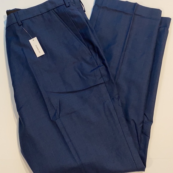 Stafford SZ 44 x 32 Mid Blue Classic Fit Flat Front Trousers Dress Pants - Picture 8 of 12